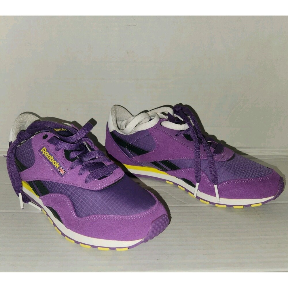 Reebok Classic CL Nylon Slim Fashion Sneakers Women US 8 Purple/Gravel/Sun NWOB